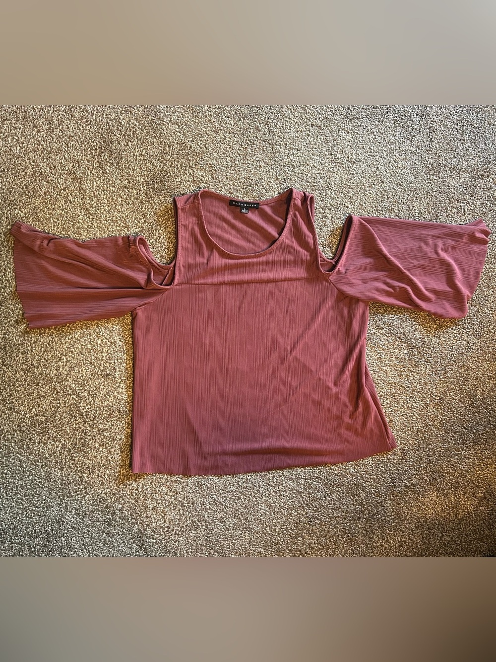Dusty Rose Cold-Shoulder Ribbed Top